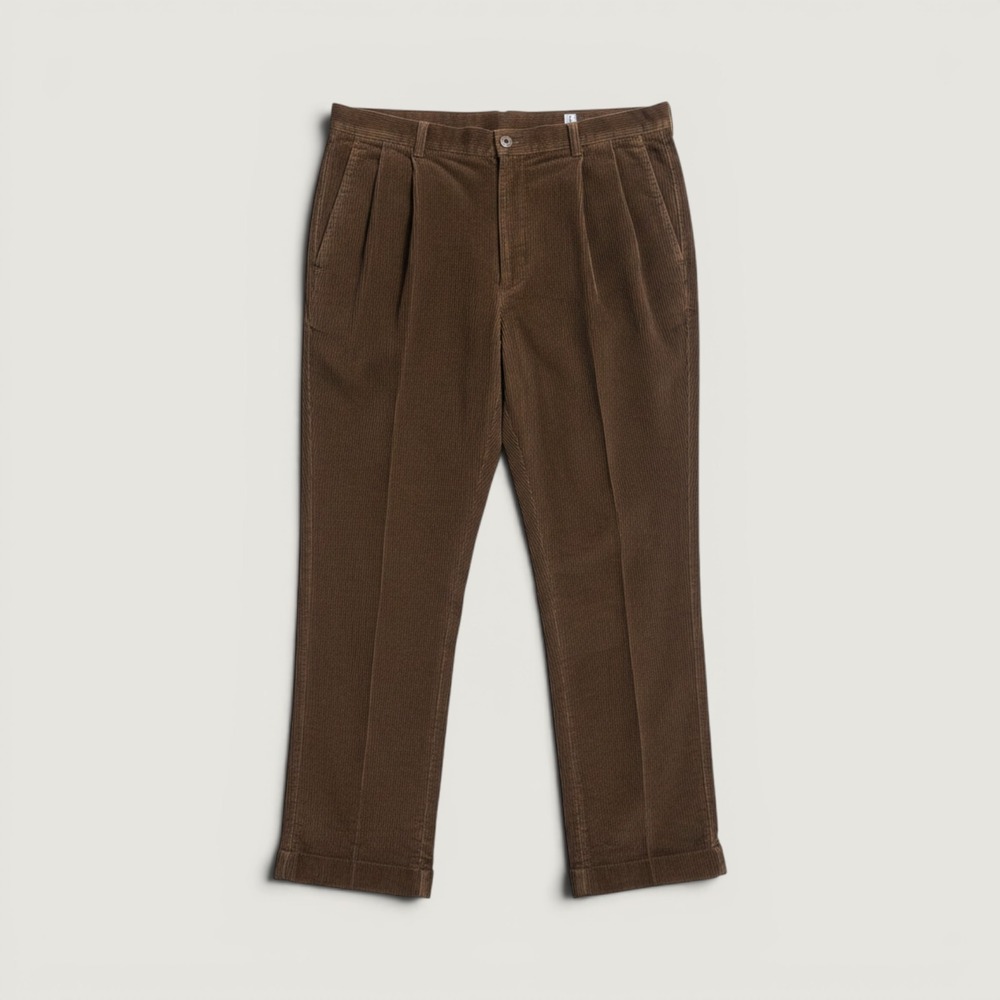 Jos A Bank Mens Brown Wide Wale Corduroy Pants 36x30 Pleated Vintage Trouser